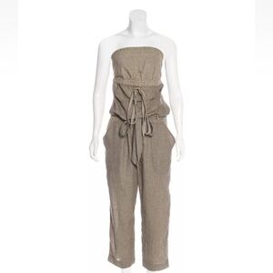 MALIA MILLS Gingham Cotton Jumpsuit, Brown, size 2  $595